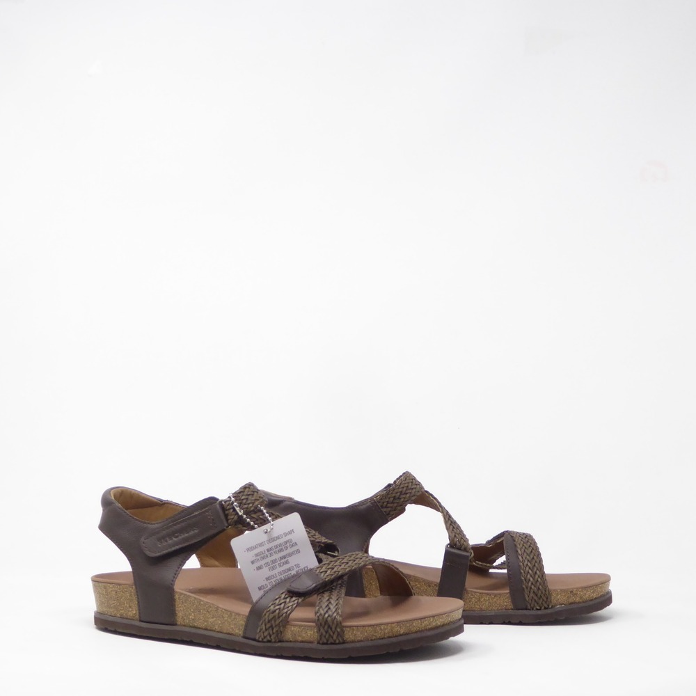 NEW Skechers Womens Arch Fit Granola Slim True Vibe Sandal Brown Woven Strap 10